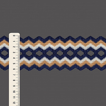 ELÁSTICO ZIG ZAG 6,3cm AZUL/BEGE/CHAMPAGNE 25m