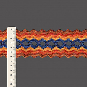 ELÁSTICO ZIG ZAG 6,3cm MARROM/CONHAQUE/LARANJA ESCURO/AZUL 25m