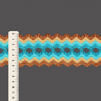 ELASTICO ZIG ZAG 6,3cm MARROM MÉDIO/BEGE/AZUL PISCINA/VERDE MEDITERRÂNEO 25m