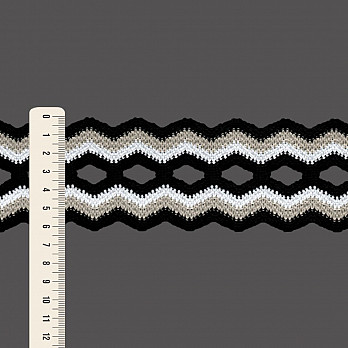 ELÁSTICO ZIG ZAG 6,3cm PRETO/CINZA/SEM BENEFICIAMENTO 25m