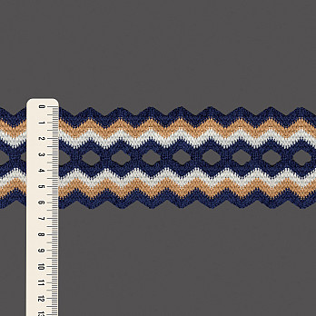 ELÁSTICO ZIG ZAG 6,4cm AZUL/BEGE/CHAMPAGNE 25m