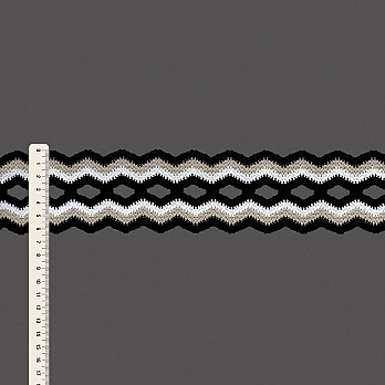 ELÁSTICO ZIG ZAG 6,4cm PRETO/CINZA/SEM BENEFICIAMENTO 25m
