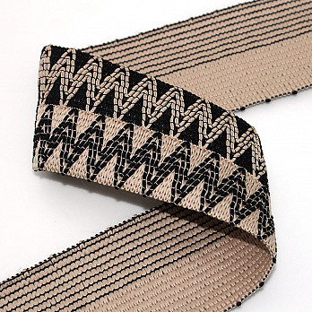 ELÁSTICO ZIG ZAG DUO 5,8cm CAMURÇA CLARO/PRETO 25m