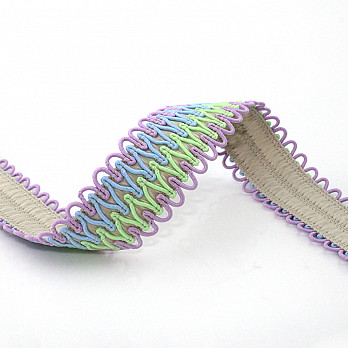 ELÁSTICO ZIG ZAG ONDULADO 3,1cm AREIA/LAVANDA/VERDE PASTEL/AZUL CELESTE 25m