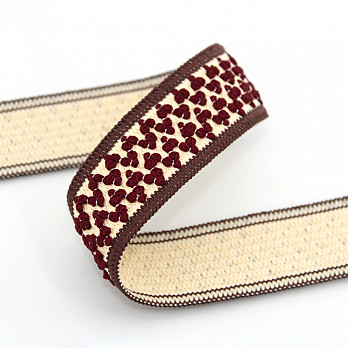 ELÁSTICO ZIG ZAG RELEVO 2,8cm MARROM/PÊSSEGO/VINHO 25m