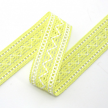 ENTREMEIO BOLINHA ZIG ZAG 3,1cm AMARELO BEBÊ/SEM BENEFICIAMENTO 30m