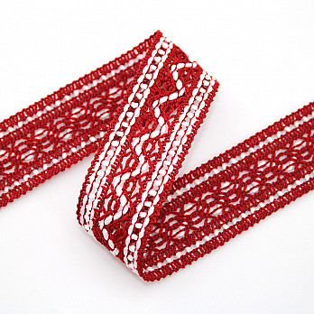 ENTREMEIO BOLINHA ZIG ZAG 3,1cm VERMELHO/SEM BENEFICIAMENTO 30m