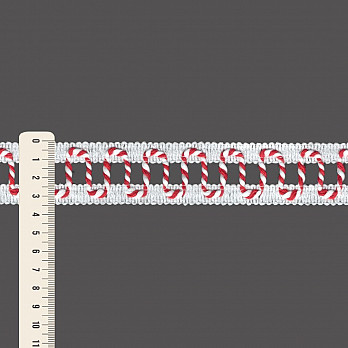 ENTREMEIO CORDÃO NAVY 3,5cm BRANCO/VERMELHO 20m