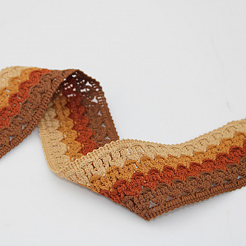 ENTREMEIO CROCHÊ CISSA 4,6cm MARROM/CONHAQUE/LARANJA ESCURO/BEGE 30m