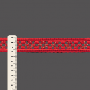 ENTREMEIO CROCHÊ FLOR 3,1cm VERMELHO/OURO CLARO 30m