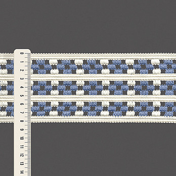ENTREMEIO CROCHÊ FLOR 8,2cm CHAMPAGNE/AZUL CÉU 30m