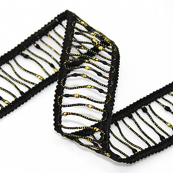ENTREMEIO PALITO BOLINHA 3,8cm PRETO/OURO 30m