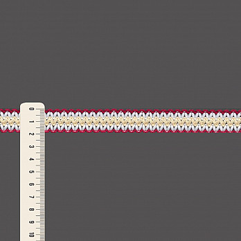 ENTREMEIO ZIG ZAG BRIANA 1,9cm PINK ESCURO/BRANCO/PÊSSEGO 50m