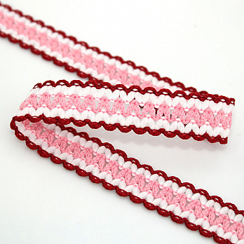 ENTREMEIO ZIG ZAG BRIANA 1,9cm VERMELHO/SEM BENEFICIAMENTO/ROSA BEBÊ 50m