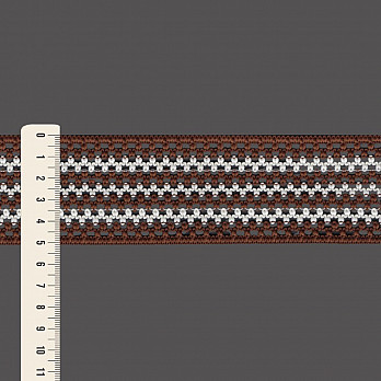 FITA RÍGIDA CROCHÊ 5,1cm MARROM/CHAMPAGNE 20m