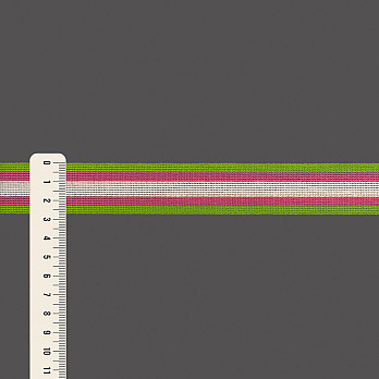 FITA RÍGIDA LISTRADA 2,7cm VERDE/ROSA/CHAMPAGNE 20m