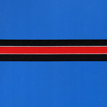 FITA RÍGIDA LISTRADA 3,3cm PRETO/SEM BENEFICIAMENTO/VERMELHO MAÇÃ 20m