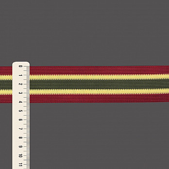 FITA RÍGIDA LISTRADA 4,1cm BORDÔ/AMARELO BEBÊ/VERDE 20m