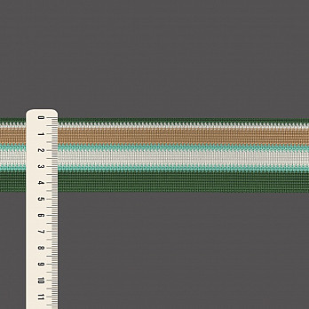 FITA RÍGIDA LISTRADA 4,5cm VERDE/CHAMPAGNE/BEGE 20m