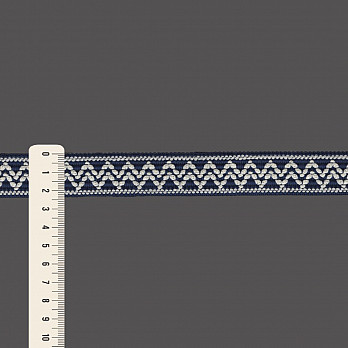 FITA RÍGIDA ZIG ZAG 2,4cm AZUL ESCURO/CHAMPAGNE 20m