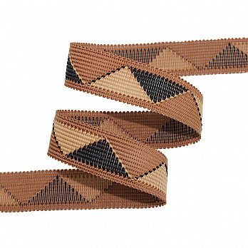 FITA RÍGIDA ZIG ZAG 2cm MARROM MÉDIO/BEGE/PRETO 20m