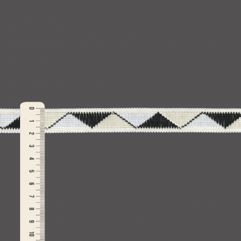 FITA RÍGIDA ZIG ZAG 2cm SEM BENECIFIAMENTO/CREME/PRETO 50m