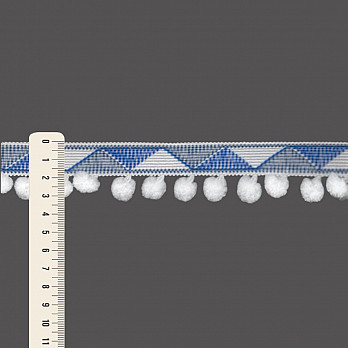 FITA RÍGIDA ZIG ZAG COM POMPOM 3,1m AZUL/SEM BENEFICIAMENTO 50m