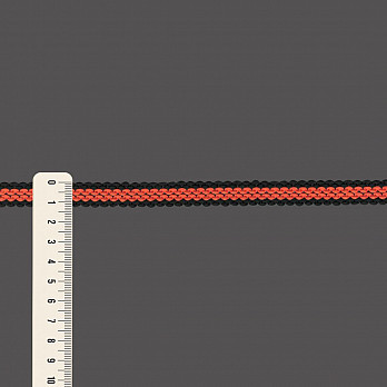 FITA RÍGIDA ZIG ZAG LISTRADO 1,3cm PRETO/TANGERINA 50m