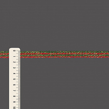 FITA RÍGIDA ZIG ZAG LISTRADO 1,3cm VERDE/VERMELHO/OURO 50m