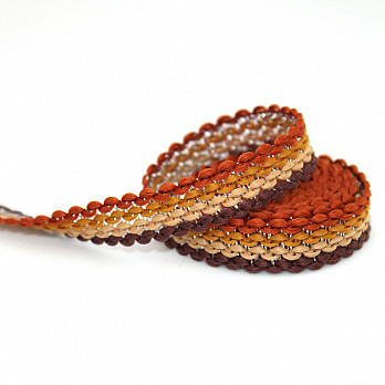 FITA RÍGIDA ZIG ZAG RUBY 1,3cm MARROM/BEGE/MOSTARDA/CONHAQUE/PRATA 50m