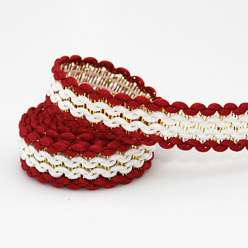 FITA RÍGIDA ZIG ZAG RUBY 1,3cm SEM BENEFICIAMENTO/VERMELHO/OURO 50m