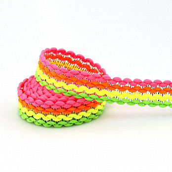 FITA RÍGIDA ZIG ZAG RUBY 1,3cm VERDE NEON/AMARELO NEON/LARANJA NEON/ROSA NEON/PRATA 50m