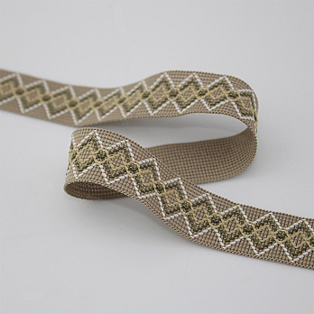 FITA RÍGIDA ZIG ZAG SAFARI 2,1cm AREIA ESCURO/CHAMPAGNE/VERDE MUSGO/BEGE 20m