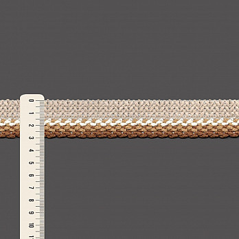 FITA RÍGIDA ZIG ZAG TRANÇADO 3cm PALHA/CHAMPAGNE/BEGE/MARROM MÉDIO 50m