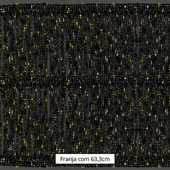 FRANJA ENTREMEIO BOLINHA 36,3cm PRETO/OURO 10m