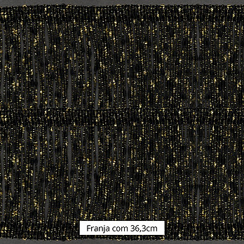 FRANJA ENTREMEIO BOLINHA 36,3cm PRETO/OURO 10m