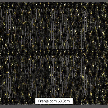 FRANJA ENTREMEIO BOLINHA 63,3cm PRETO/OURO 10m