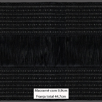 FRANJA ENTREMEIO MACRAMÊ X 44,7cm PRETO 10m