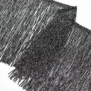 FRANJA LISA 18,8cm PRETO/PRATA 10m