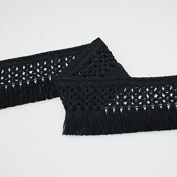 FRANJA MACRAME 7cm PRETO 10m