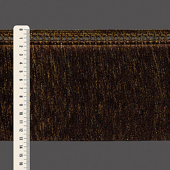 FRANJA MACRAMÊ PALITO 13,3cm KAKI/DOURADO METALIZADO 10m