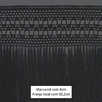 FRANJA MACRAMÊ PALITO 50,2cm PRETO 10m