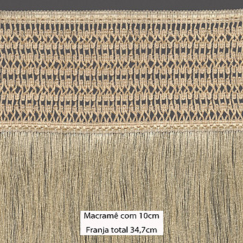 FRANJA MACRAMÊ PALITO X 34,7cm BEGE 10m