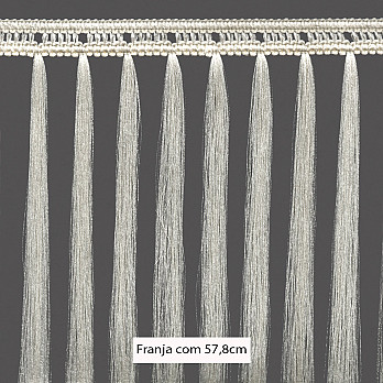 FRANJA MACRAMÊ PINGENTE 57,8cm CHAMPAGNE/PÉROLA 10m