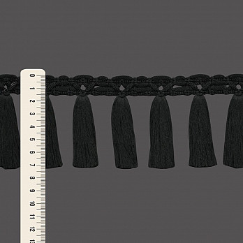 FRANJA MACRAMÊ PINGENTE 7,3cm PRETO 10m