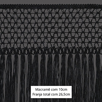 FRANJA MACRAMÊ X 26,5cm PRETO 10m