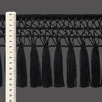 FRANJA MACRAMÊ X PINGENTE 13,6cm PRETO 10m