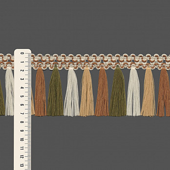 FRANJA PINGENTE 7,3cm AREIA/MARROM MÉDIO/VERDE MUSGO/BEGE 10m