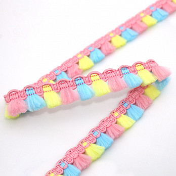 FRANJA PINGENTE MILANÊ 1,6cm ROSA BEBÊ/AMARELO BEBÊ/AZUL BEBÊ 50m