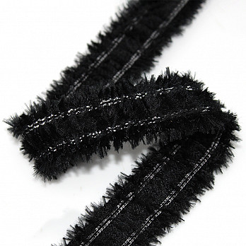 PASSAMANARIA PELUCIADA 3,4cm PRETO/PRATA 20m